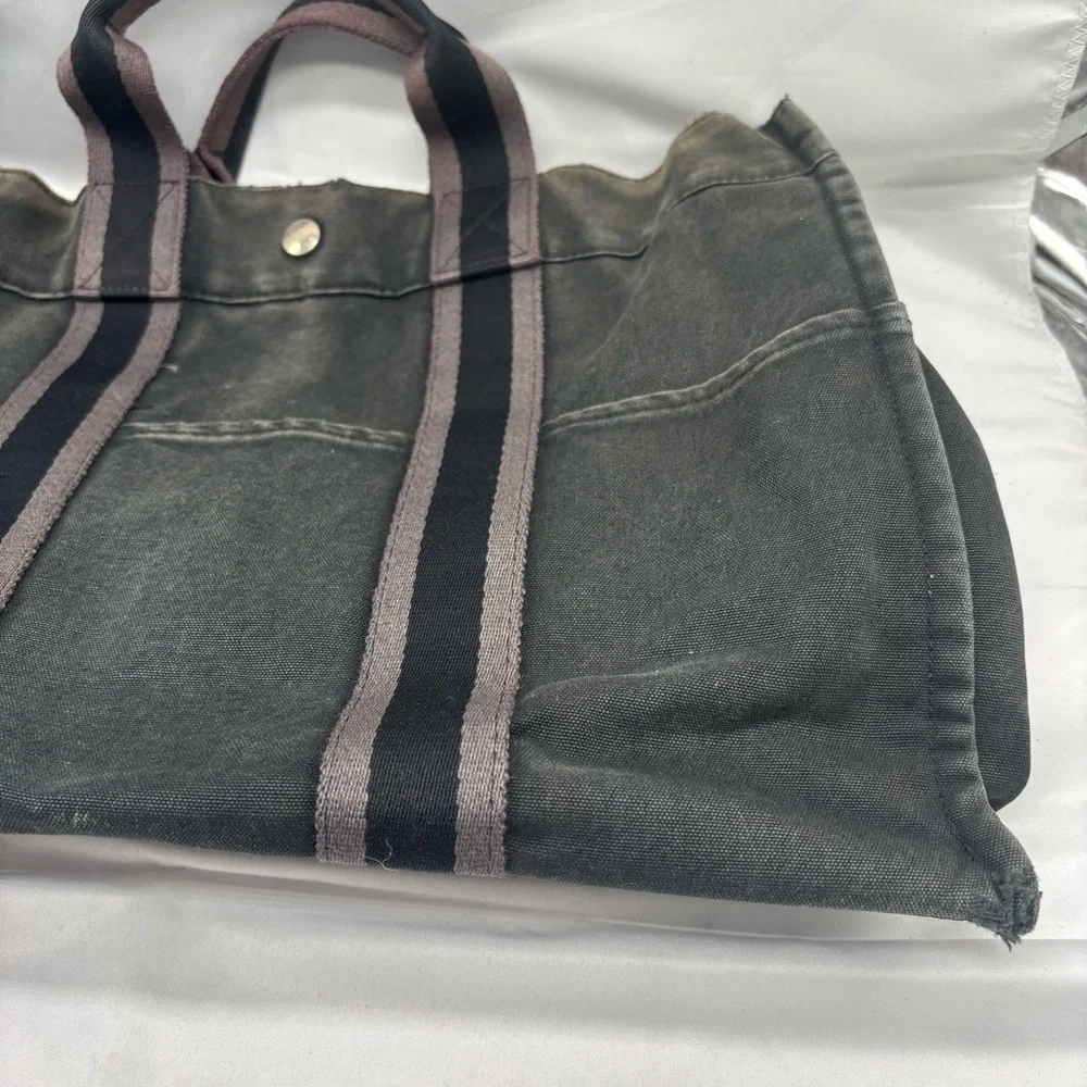 Authentic Hermès Fourre PM Canvas Navy & Grey Mini Tote Bag - Picture 6 of 6